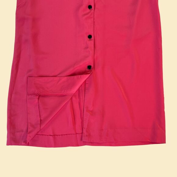 Vintage 80s hot pink dress by Ms. Chaus, size 12, long sleeve maxi dress - Picture 3 of 9